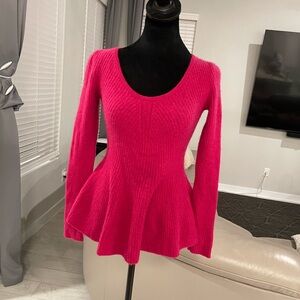 Sofia cashmere 100% cashmere peplum sweater top M FEW HOLES HAVE BEEN FIXED
